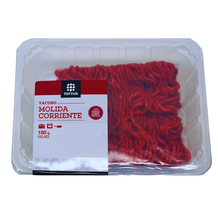 Carne Molida de Vacuno 10% Grasa Tottus 180 g