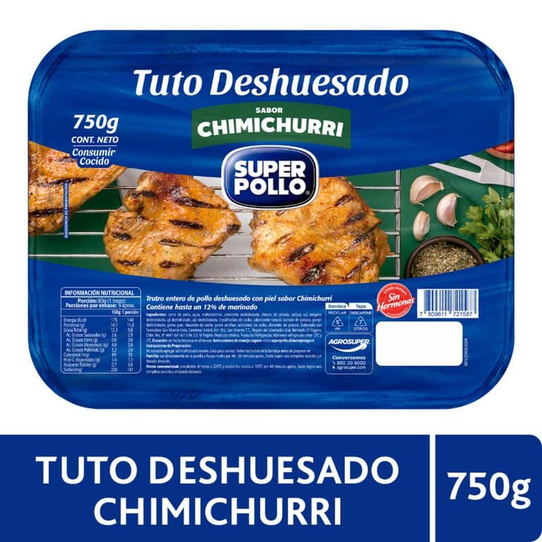 Trutros de Pollo Deshuesado Sabor Chimichurri Super Pollo 750 g