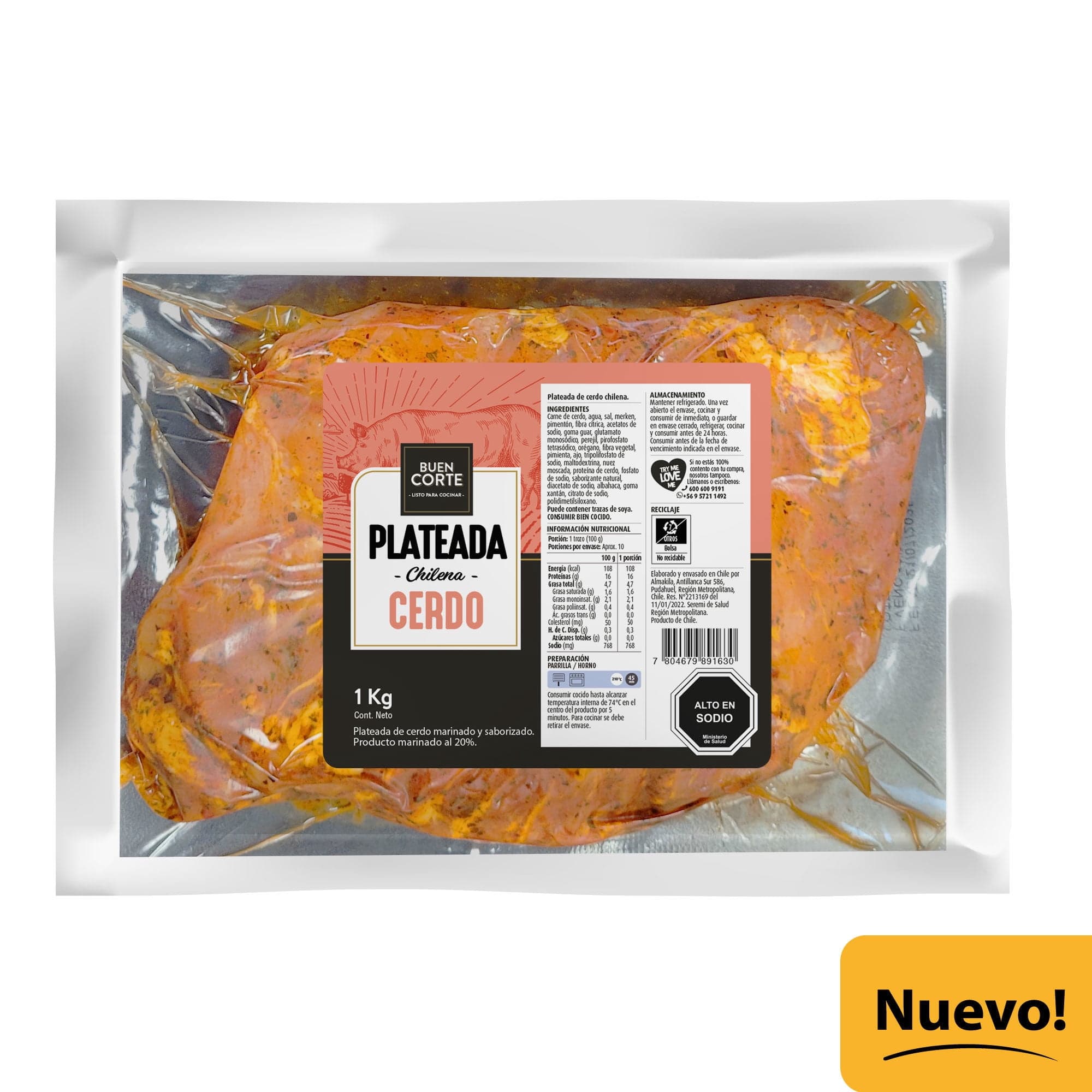 Plateada De Cerdo Chilena, 1 kg